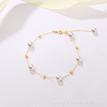 Elegant Jewelry 18K real Gold Natural Pearl Bracelet